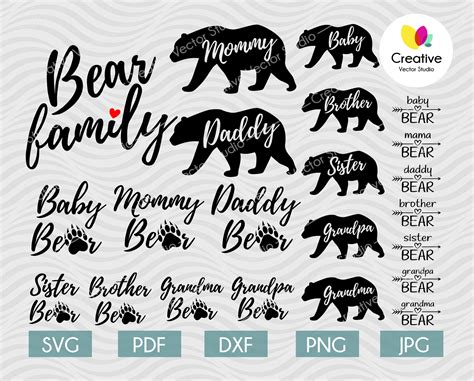 Bear Family SVG Bundle, Mama Bear svg | CreativeVectorStudio