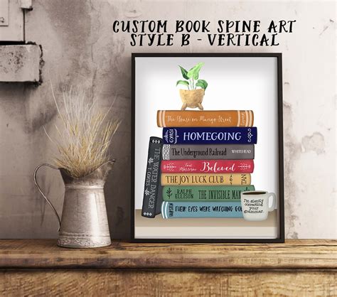 Custom Book Spine Art, Book Stack Book Lover, Librarian, Book Club, AP English Teacher Christmas ...