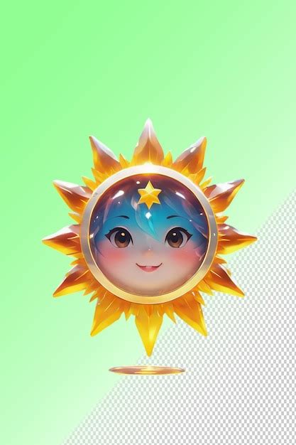 Premium PSD | A sun with a blue face and blue eyes