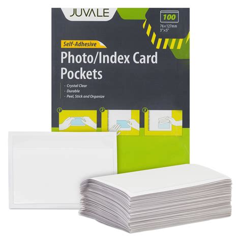 100 Pack Plastic Label Holders for 3x5 Index Cards, Clear Self-Adhesive ...