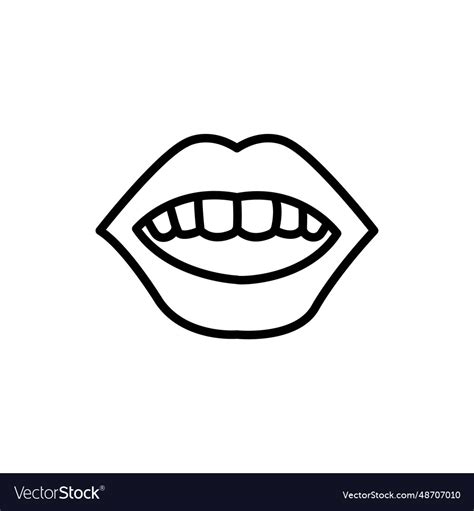 Beautiful smile with healthy teeth linear icon Vector Image