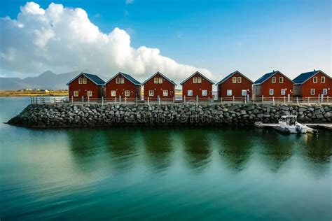 Beautiful Rorbu or Fishermans Houses in Svolvaer Lofoten Islands in Norway Stock Photo - Image ...