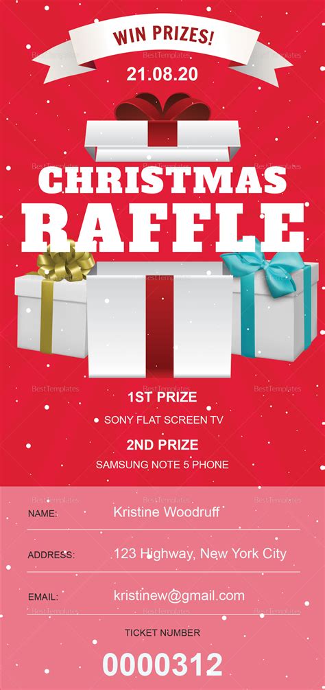 Christmas Raffle Ticket Design Template in PSD, Word, Publisher, Illustrator, InDesign