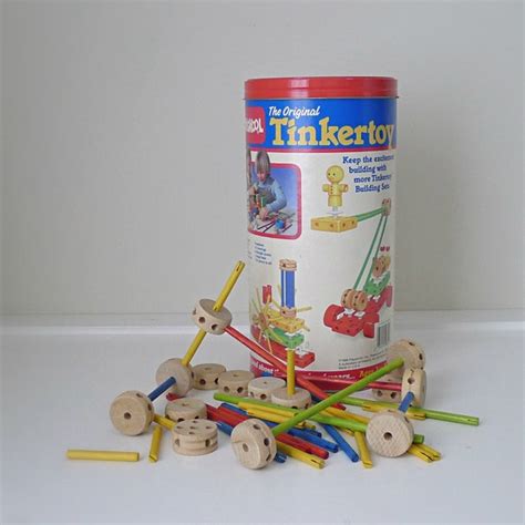 Vintage 1980s Playskool Tinker Toy Set kids by halfpintsalvage