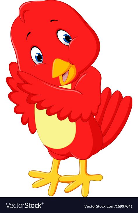 Cute red bird cartoon Royalty Free Vector Image