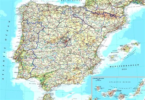 Portugal and Spain road map - Full size