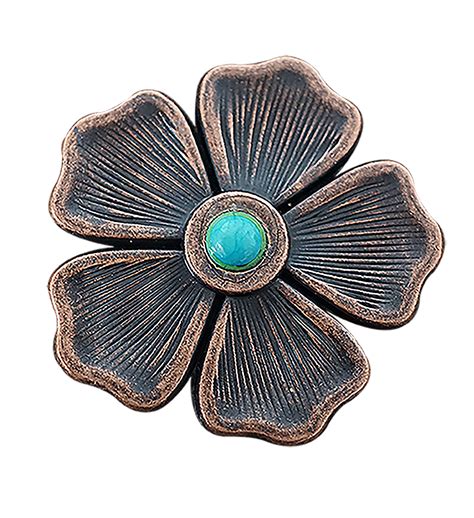 Copper Flower Turquoise Concho 2 | Turquoise crystal, Leather cuffs bracelet, Conchos