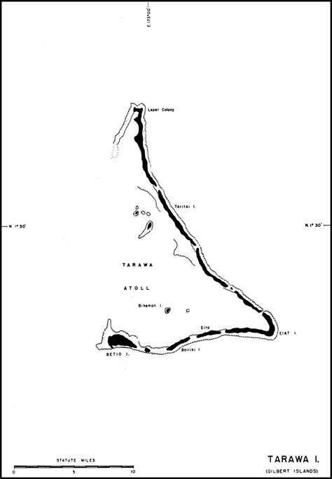 [Map] Map of the Tarawa Atoll, Gilbert Islands | World War II Database