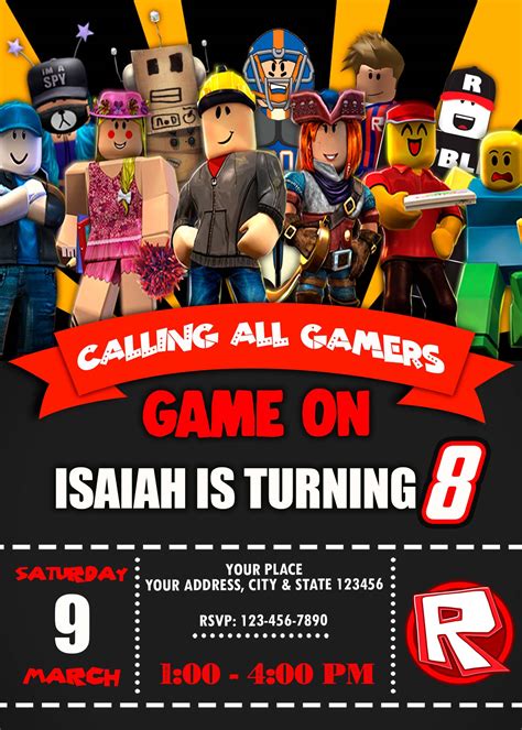 Roblox Birthday Invitation Template