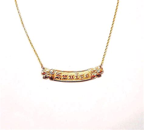 SOLID 14K YELLOW GOLD PERSONALIZED HAWAIIAN NECKLACE 8MM RAISED LETTER – Arthur's Jewelry