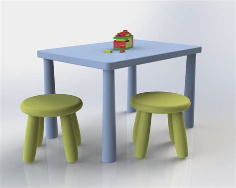 Ikea Mammut chairs and table free 3D Model .sldprt .sldasm .slddrw - CGTrader.com