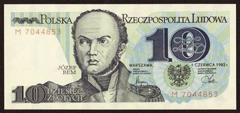 Poland 10 Zloty banknote 1982 Jozef Bem|World Banknotes & Coins ...