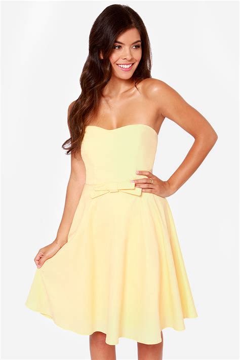 Cute Strapless Dress - Yellow Dress - $40.00 - Lulus