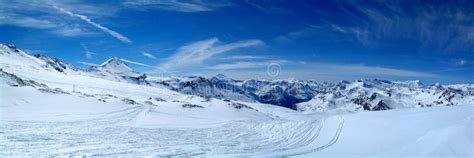 Snowy mountains panorama stock image. Image of mountains - 4347925