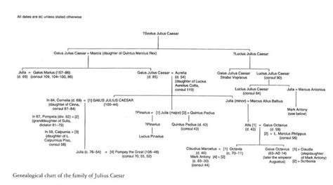 Genealogical chart of the family tree of Julius Caesar. From Antony Kamm, Julius Caesar: a life ...