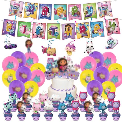 Buy Gabbys Birthday Party Supplies Dollhouse Party Decorations Includes Happy Birthday Banner ...