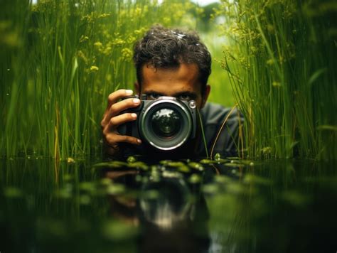 Premium AI Image | the photographer secretly takes pictures in nature