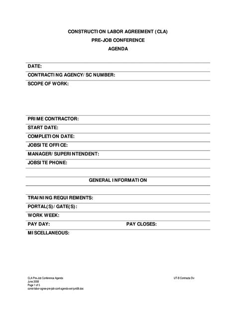 Fill In Blank Printable Employment Contract Template