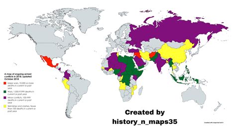 A map of countries with on going conflicts : r/MapPorn