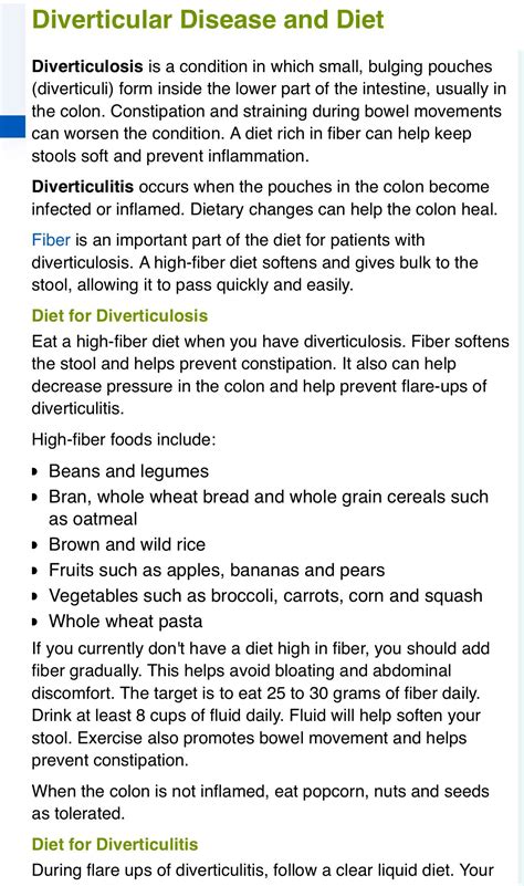 Printable Diverticulosis Diet Handout