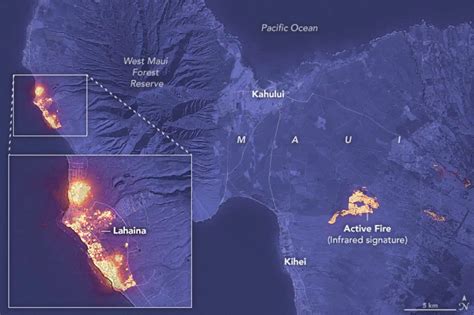 Mapa e imágenes satélite de los incendios en Hawái