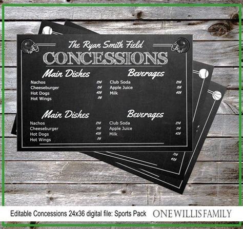 DIY Concessions Sign 36x24: INSTANT DOWNLOAD Sports Pack, Basketball, Football, Baseball - Etsy ...