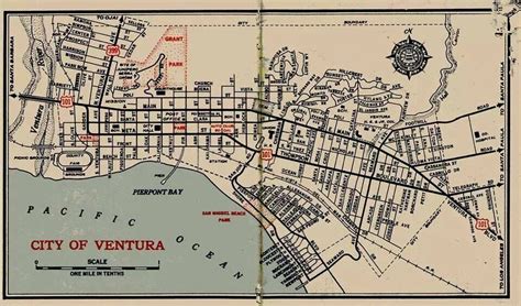 Map of Ventura, circa late 1940s. Note: 101 Freeway not yet built ...