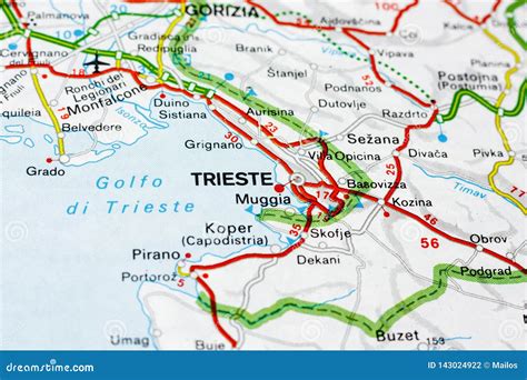 Geographic Map of European Country Italy with Trieste City Stock Photo - Image of geography ...