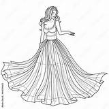 Girl In A ball gownColoring Book Antistress For Children And Adults  sketch template