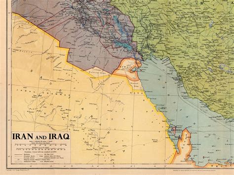 Iran and Iraq old map of Iran and Iraq old wall map vintage | Etsy