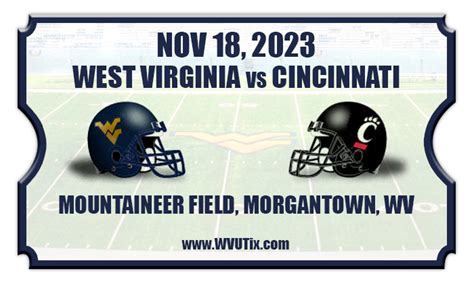 West Virginia Mountaineers vs Cincinnati Bearcats Football Tickets | 11 ...