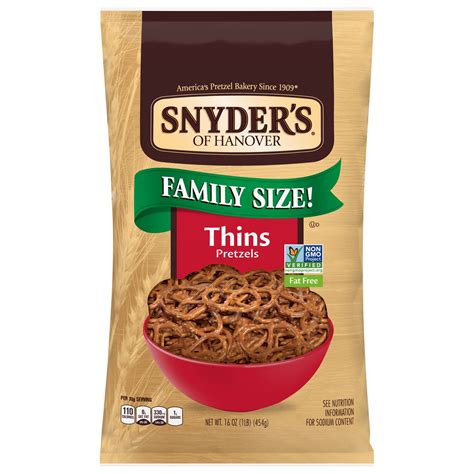 Snyder's of Hanover Pretzels, Thins Pretzels, 16 oz Family Size Bag - Walmart.com - Walmart.com