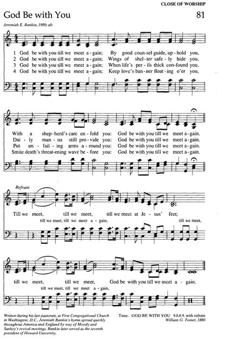 The New Century Hymnal 81. God be with you till we meet again | Hymnary.org