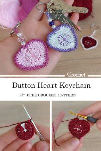 Super Easy Crochet Button Heart Keychain Tutorial