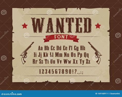 Wild West Wanted Font Poster with Letters Stock Vector - Illustration of saloon, retro: 169168911