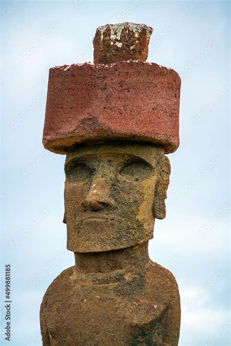 Moai standing on the Anakena Beach in Easter Island Stock Photo | Adobe Stock