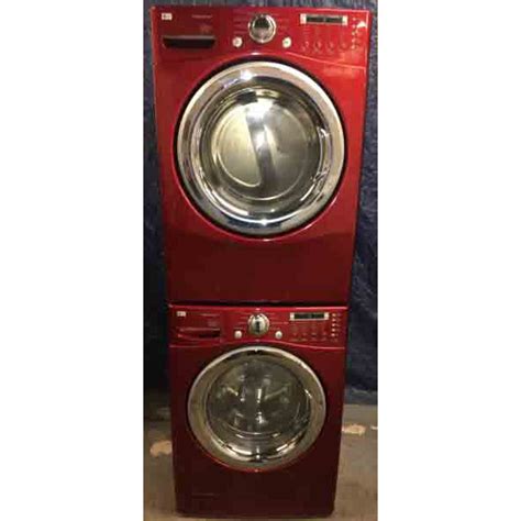 Red LG Front Load Stackable Washer and Dryer Set, 220v, Steam - #2913 ...