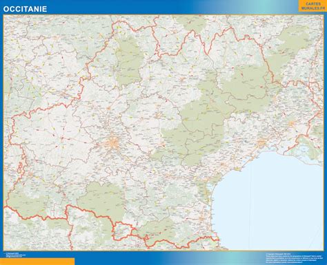 Region of OccitanIe wall map | Wall maps of countries of the World