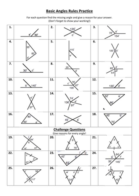 Mixed practice questions using basic angle facts by ems21 - Teaching ...