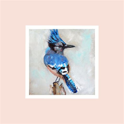 Blue Jay Painting Bird Original Oil Animal Wall Art Toronto | Etsy