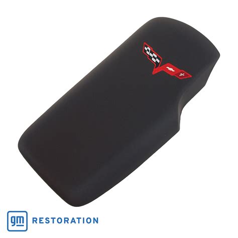 2005-2013 C6 Corvette Embroidered Console Lid In Ebony W/Red Cross Flag ...