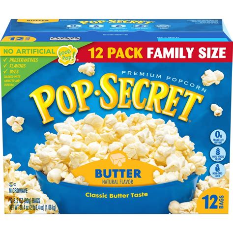 Pop Secret Popcorn, Butter Flavor Microwave Popcorn, 3.2 oz Sharing Bags, 12 Ct - Walmart.com ...