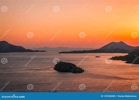 Sunset at Cape Sounio in Attica, Greece Stock Photo - Image of colorful, seafront: 133948280