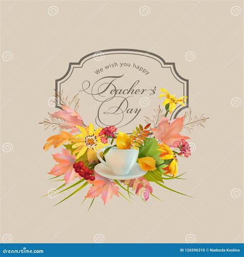 Teachers Day Greeting Card stock vector. Illustration of flowers - 126596310