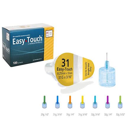 Agujas Para Lapiz De Insulina 31Gx5/16 Easy Touch 100 Unidades Easy ...