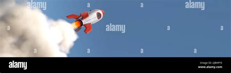 Take off - launching rocket in panorama format Stock Photo - Alamy