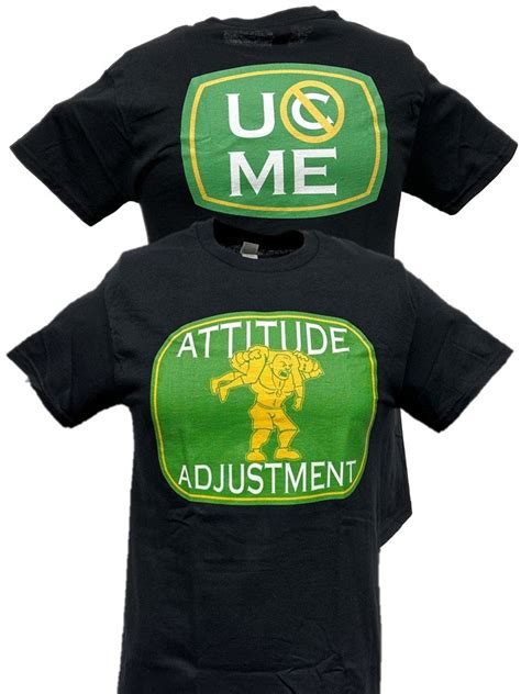 John Cena Green Logo Black T-Shirt Attitude Adjustment Mens 4XL ...