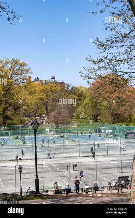 Players enjoying a spring afternoon at Central Park Tennis Center in ...