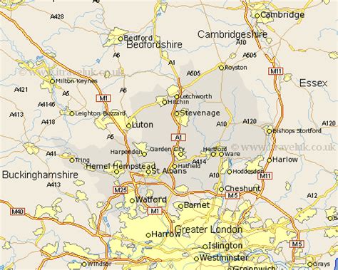 Hertfordshire Map - England County Maps: UK