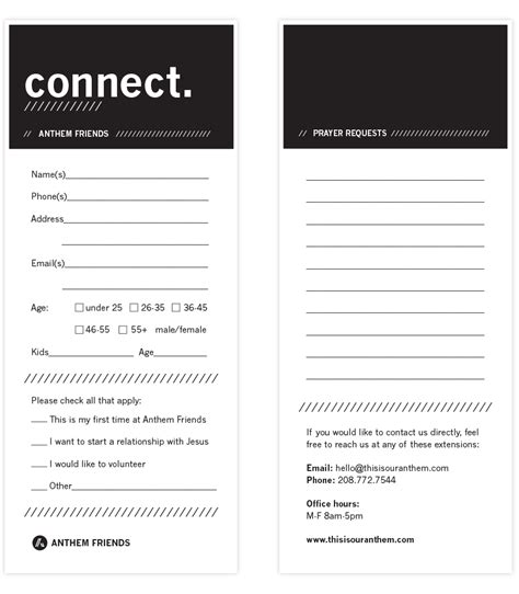 Church Connection Cards Template Free